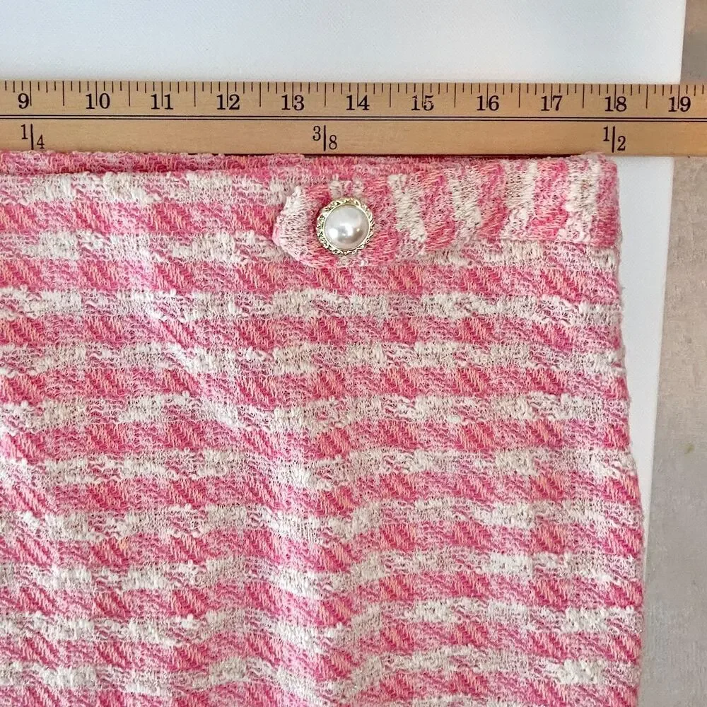 BARBIE, Coquette, Office Siren, PINK Tweed Skirt Women's Large - Picture 4 of 8